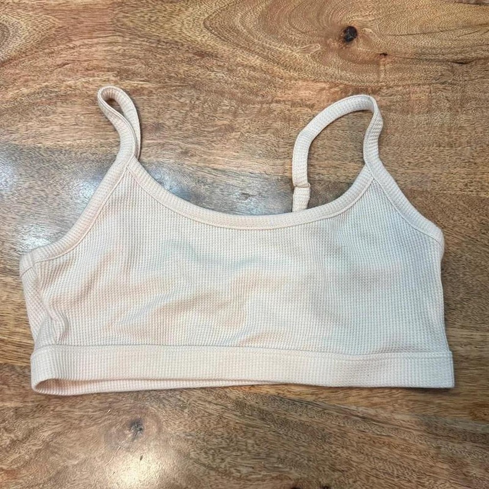 VS Pink waffle knit bralette ivory/beige M New